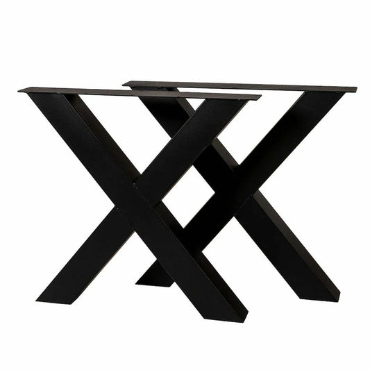 Pied de table X métal noir mat Haut 72cm - Lot de 2