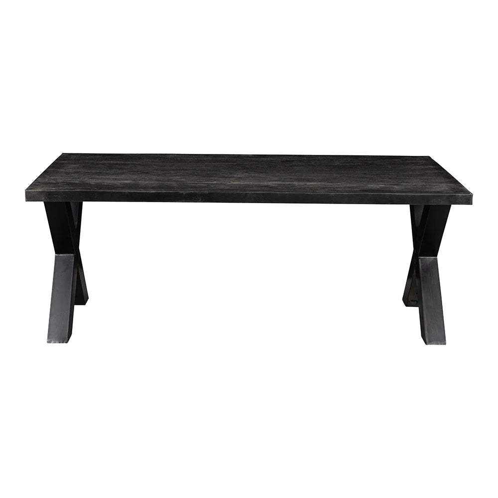 Table en Manguier Massif avec Pieds en X - Finition Noire