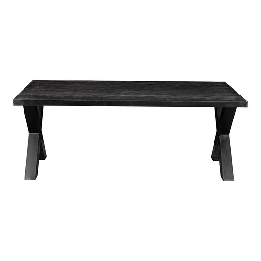 Table en Manguier Massif avec Pieds en X - Finition Noire