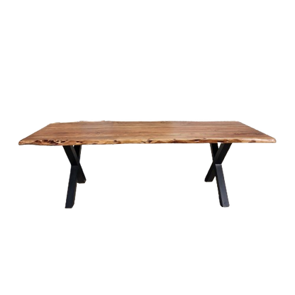 Table acacia massif Live Edge - Pieds X métal