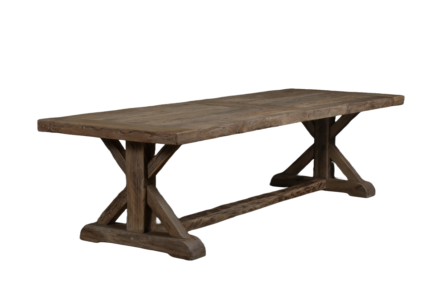 Table de Ferme Cross en Chêne Massif Ancien - Personnalisable