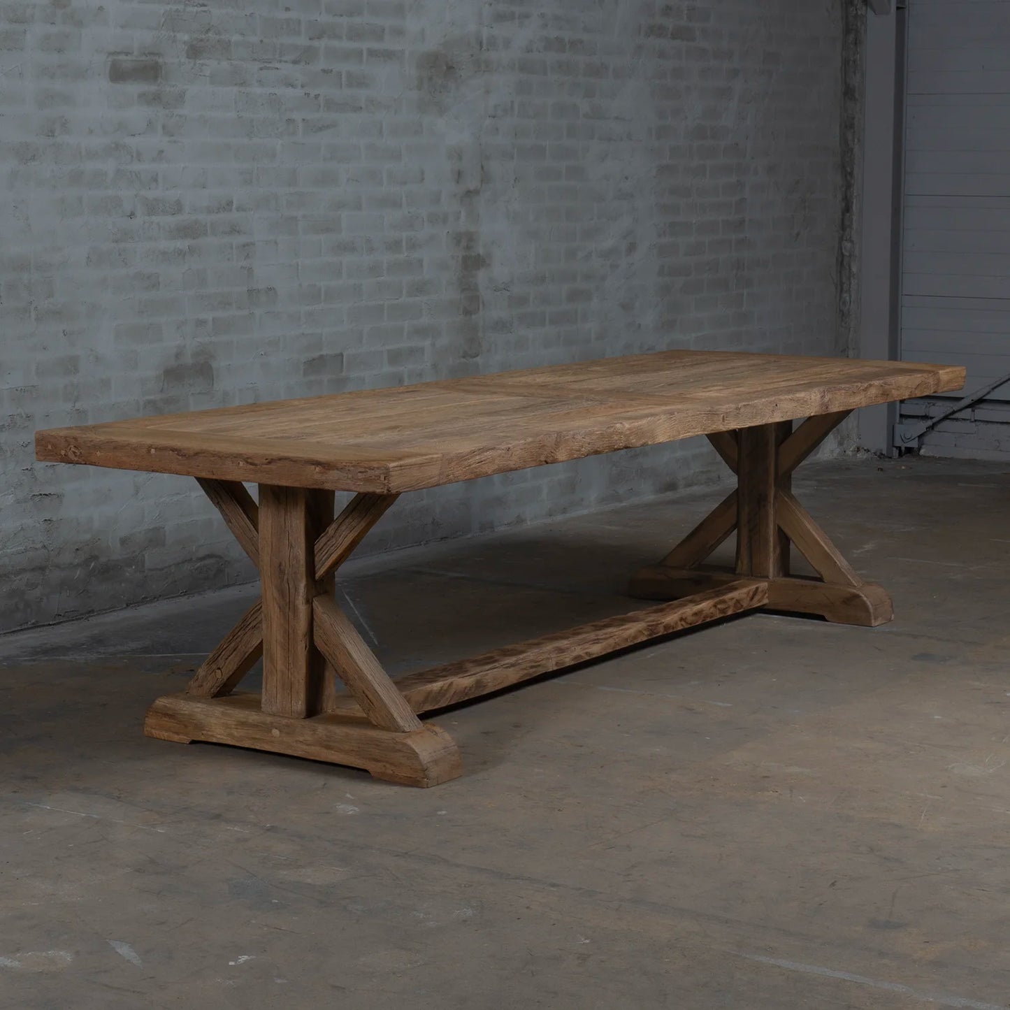 Table de Ferme Cross en Chêne Massif Ancien - Personnalisable