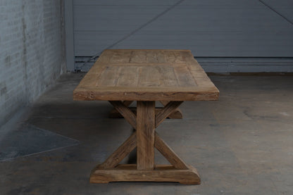 Table de Ferme Cross en Chêne Massif Ancien - Personnalisable